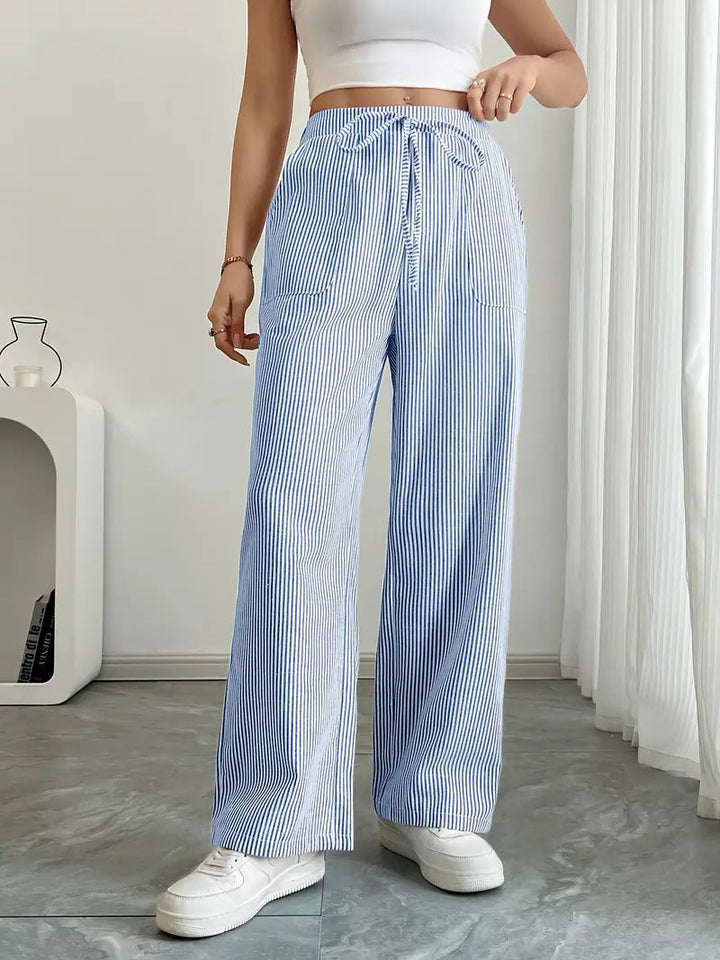 Adrienne | Women's Striped Wide Leg Trousers