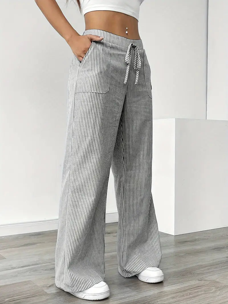 Adrienne | Women's Striped Wide Leg Trousers