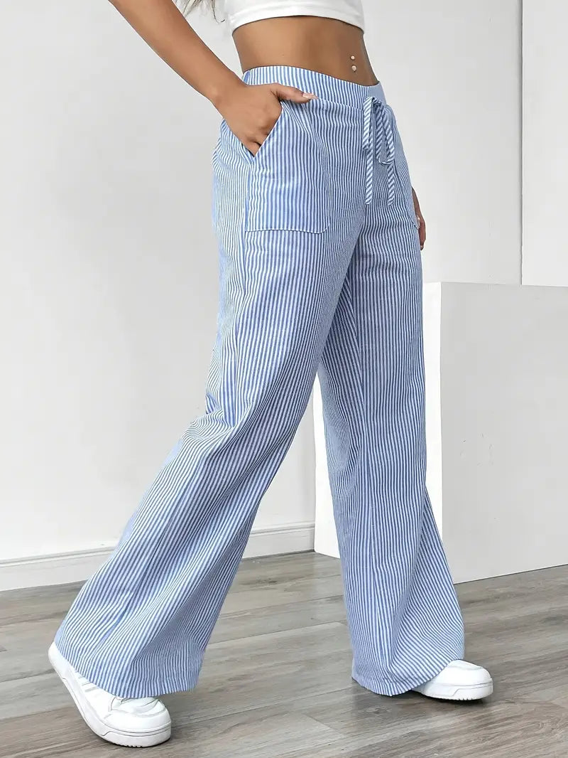 Adrienne | Women's Striped Wide Leg Trousers