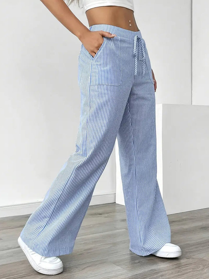 Adrienne | Women's Striped Wide Leg Trousers