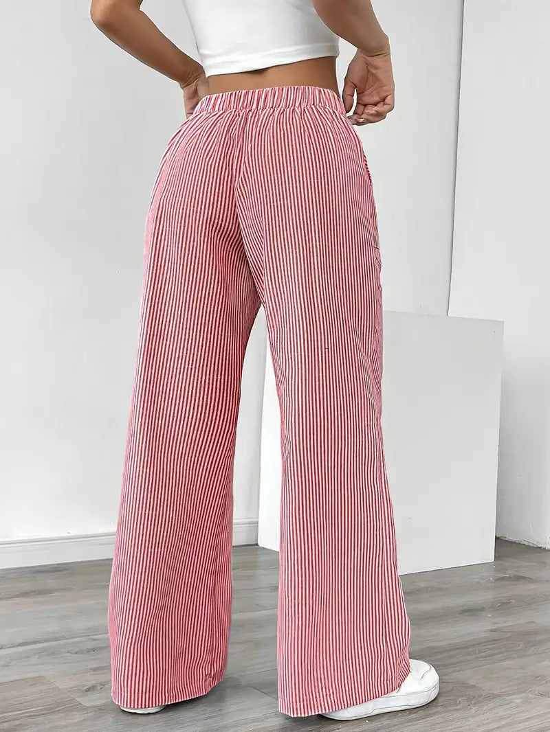 Adrienne | Women's Striped Wide Leg Trousers