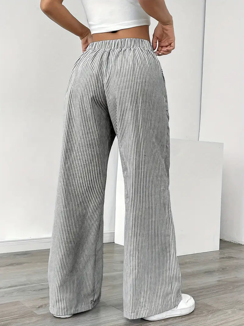 Adrienne | Women's Striped Wide Leg Trousers