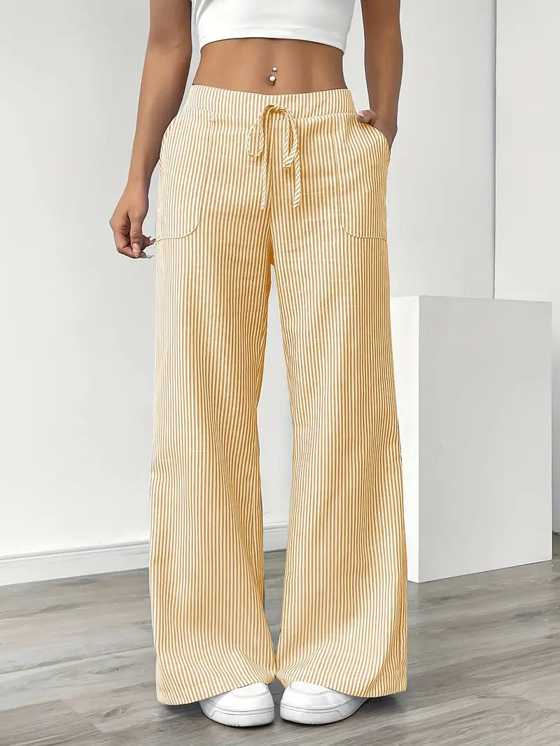 Adrienne | Women's Striped Wide Leg Trousers