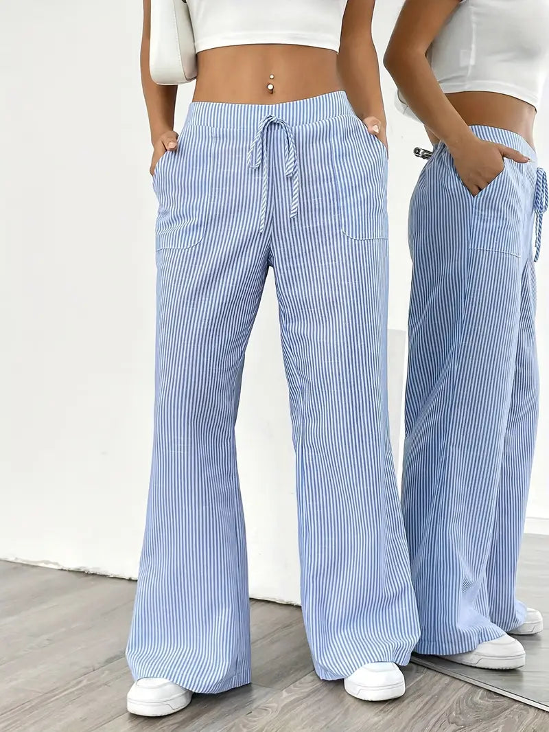 Adrienne | Women's Striped Wide Leg Trousers