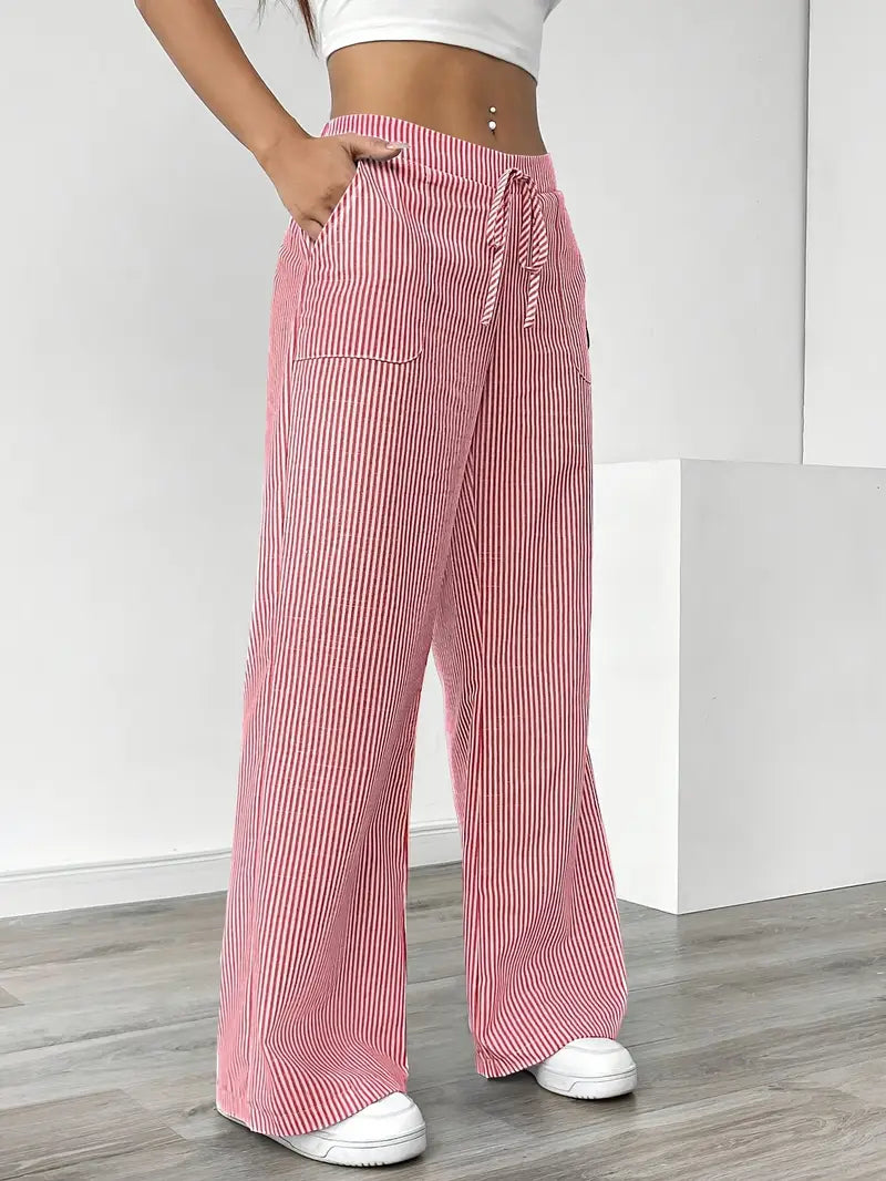 Adrienne | Women's Striped Wide Leg Trousers