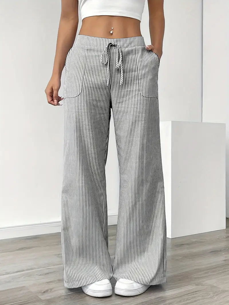 Adrienne | Women's Striped Wide Leg Trousers