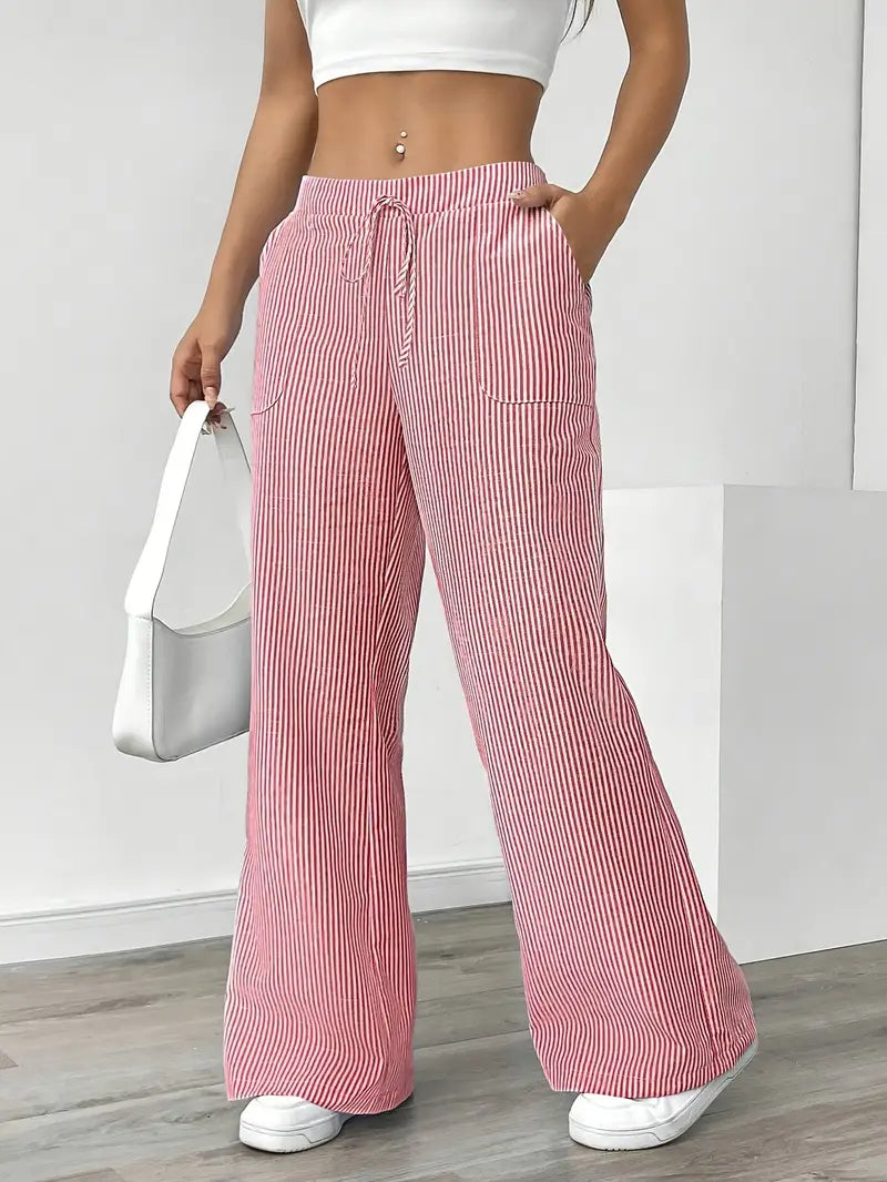 Adrienne | Women's Striped Wide Leg Trousers