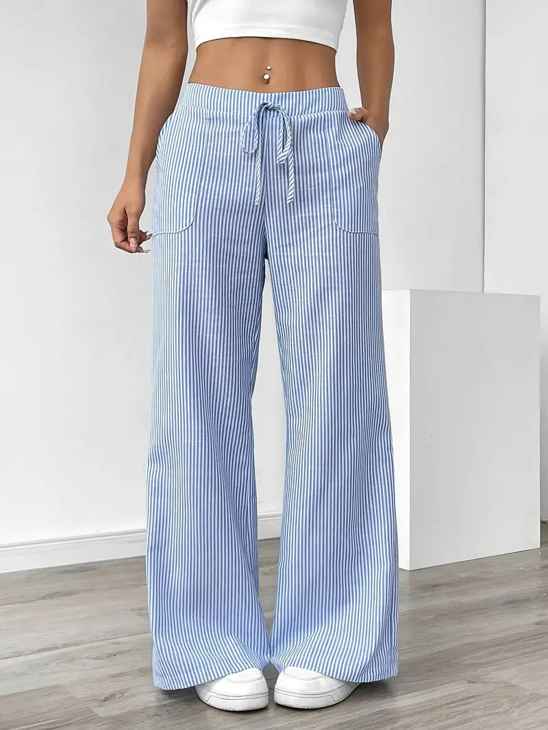 Adrienne | Women's Striped Wide Leg Trousers