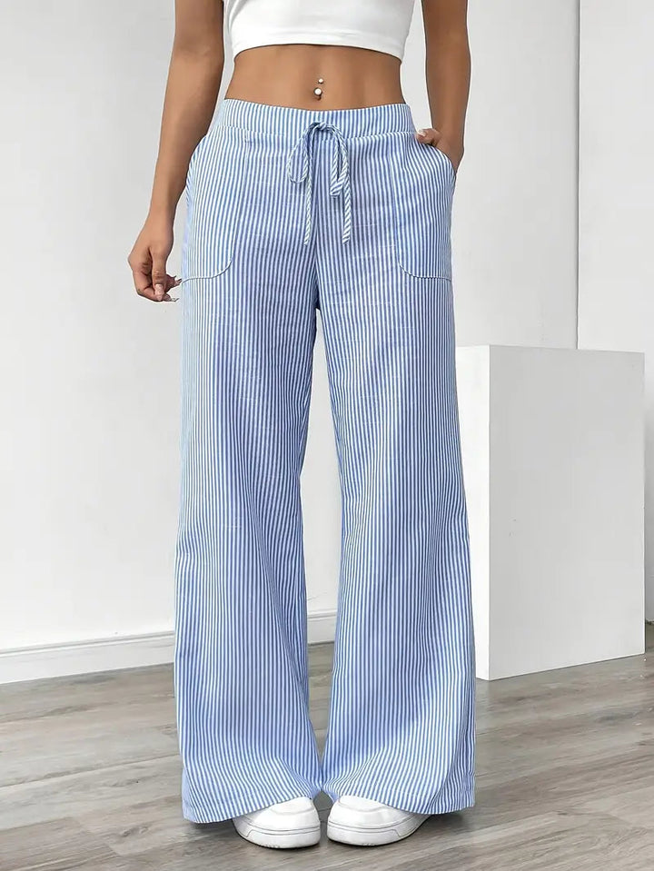 Adrienne | Women's Striped Wide Leg Trousers