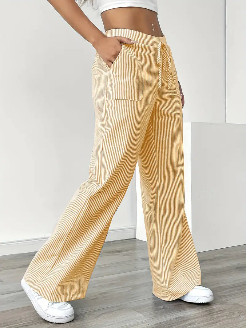 Adrienne | Women's Striped Wide Leg Trousers