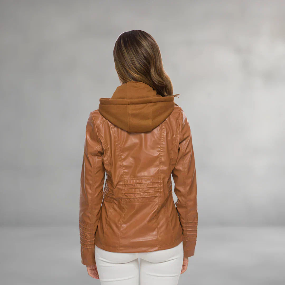 Ysolde | Leather Hooded Jacket
