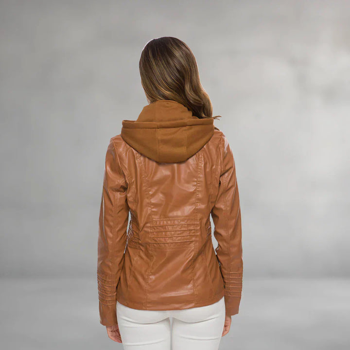 Ysolde | Leather Hooded Jacket