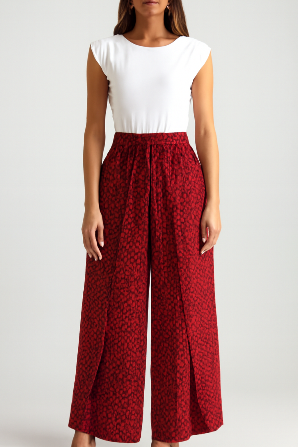 Amoret | Women's Printed Wide Leg Trousers