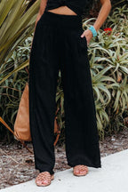 Corvin | Women's Smocked Waist Wide Leg Trousers