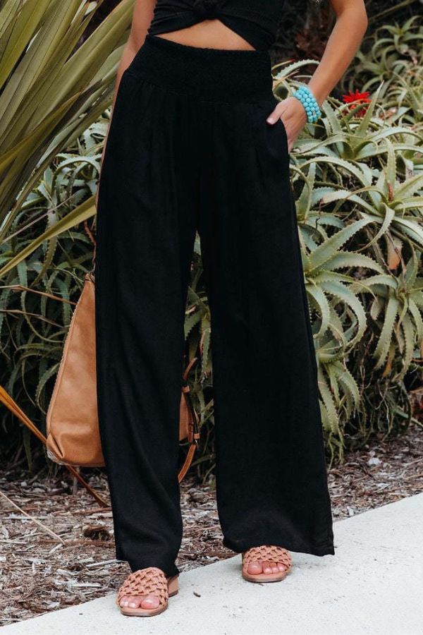 Corvin | Women's Smocked Waist Wide Leg Trousers