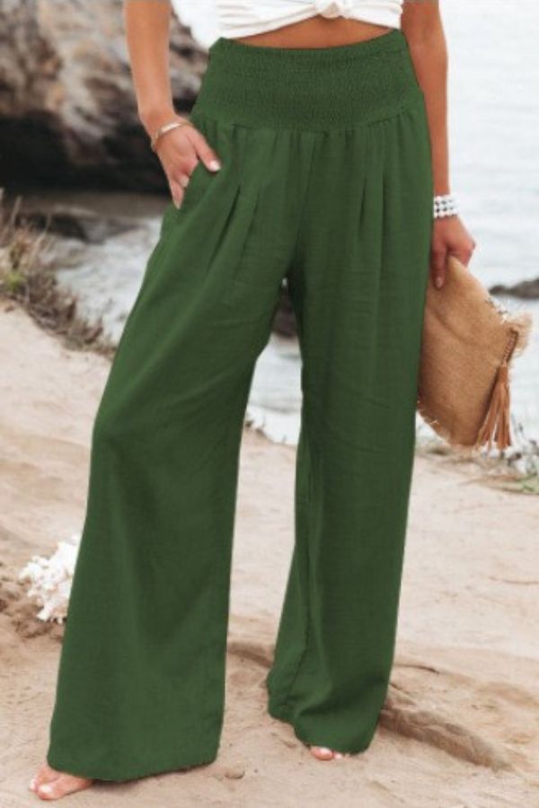 Corvin | Women's Smocked Waist Wide Leg Trousers