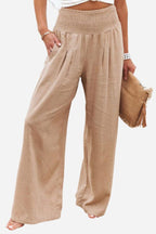 Corvin | Women's Smocked Waist Wide Leg Trousers