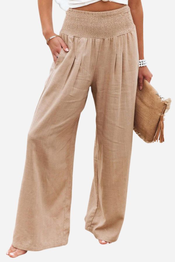 Corvin | Women's Smocked Waist Wide Leg Trousers