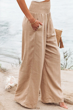 Corvin | Women's Smocked Waist Wide Leg Trousers