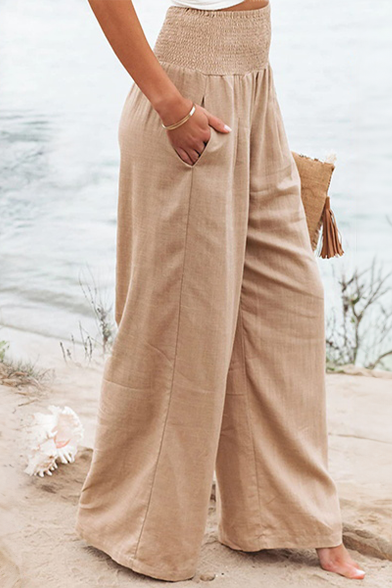 Corvin | Women's Smocked Waist Wide Leg Trousers
