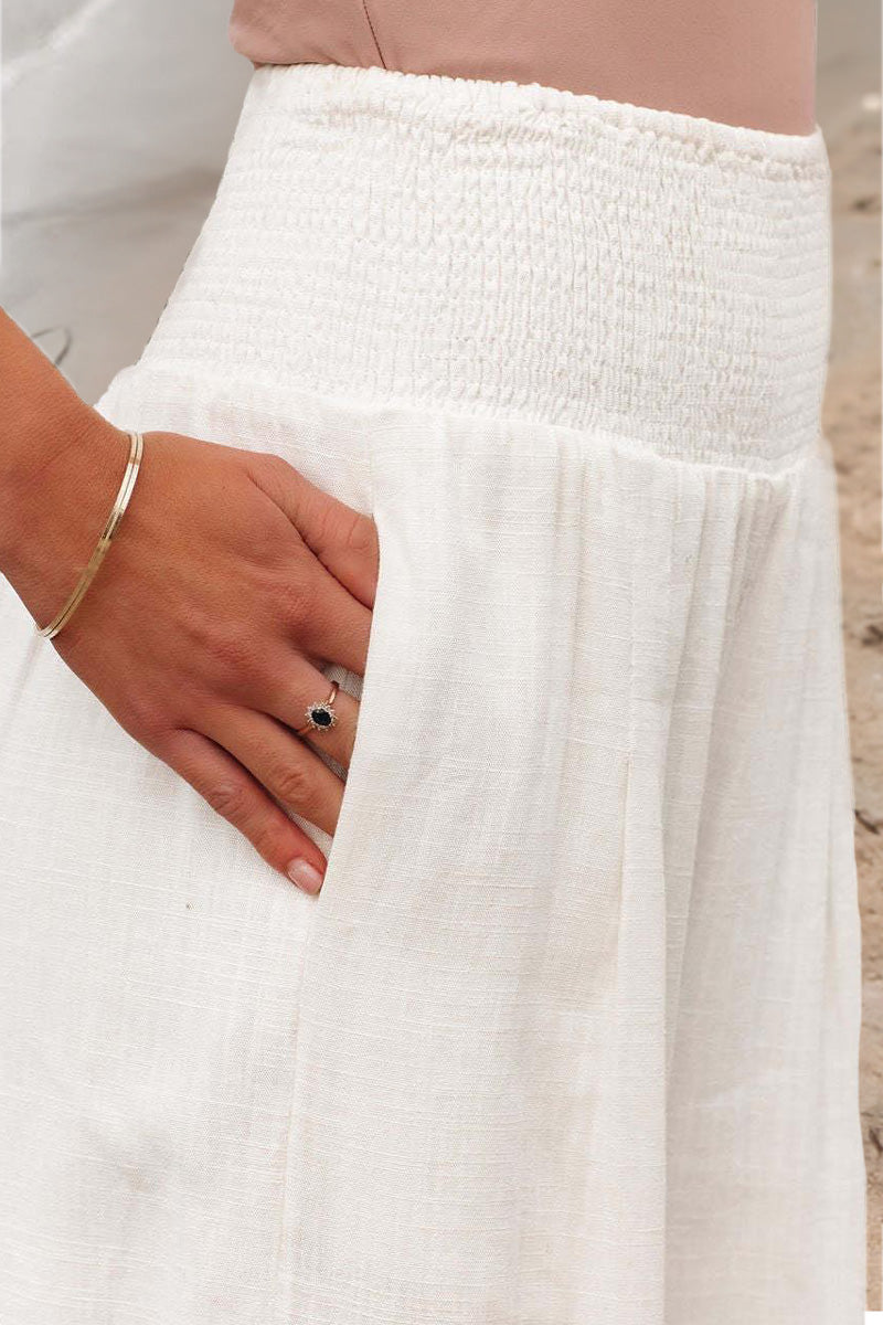 Corvin | Women's Smocked Waist Wide Leg Trousers