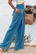 Corvin | Women's Smocked Waist Wide Leg Trousers