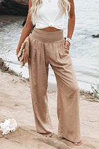 Corvin | Women's Smocked Waist Wide Leg Trousers