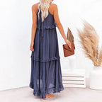 Ferris | Women's Sleeveless Halter Neck Tiered Maxi Dress