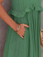 Ferris | Women's Sleeveless Halter Neck Tiered Maxi Dress