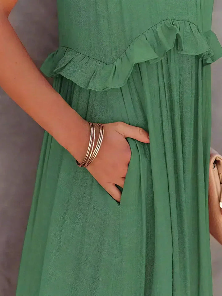 Ferris | Women's Sleeveless Halter Neck Tiered Maxi Dress