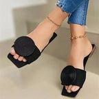 Artemis | Women's Chic Flat Slide Sandals with Geometric Disc Detail