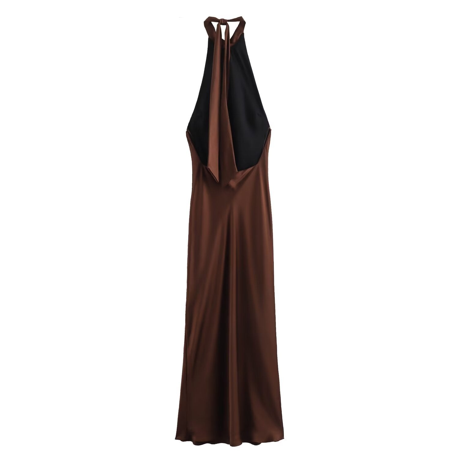 Arcadia | Women's Halter Neck Satin Maxi Prom Dress