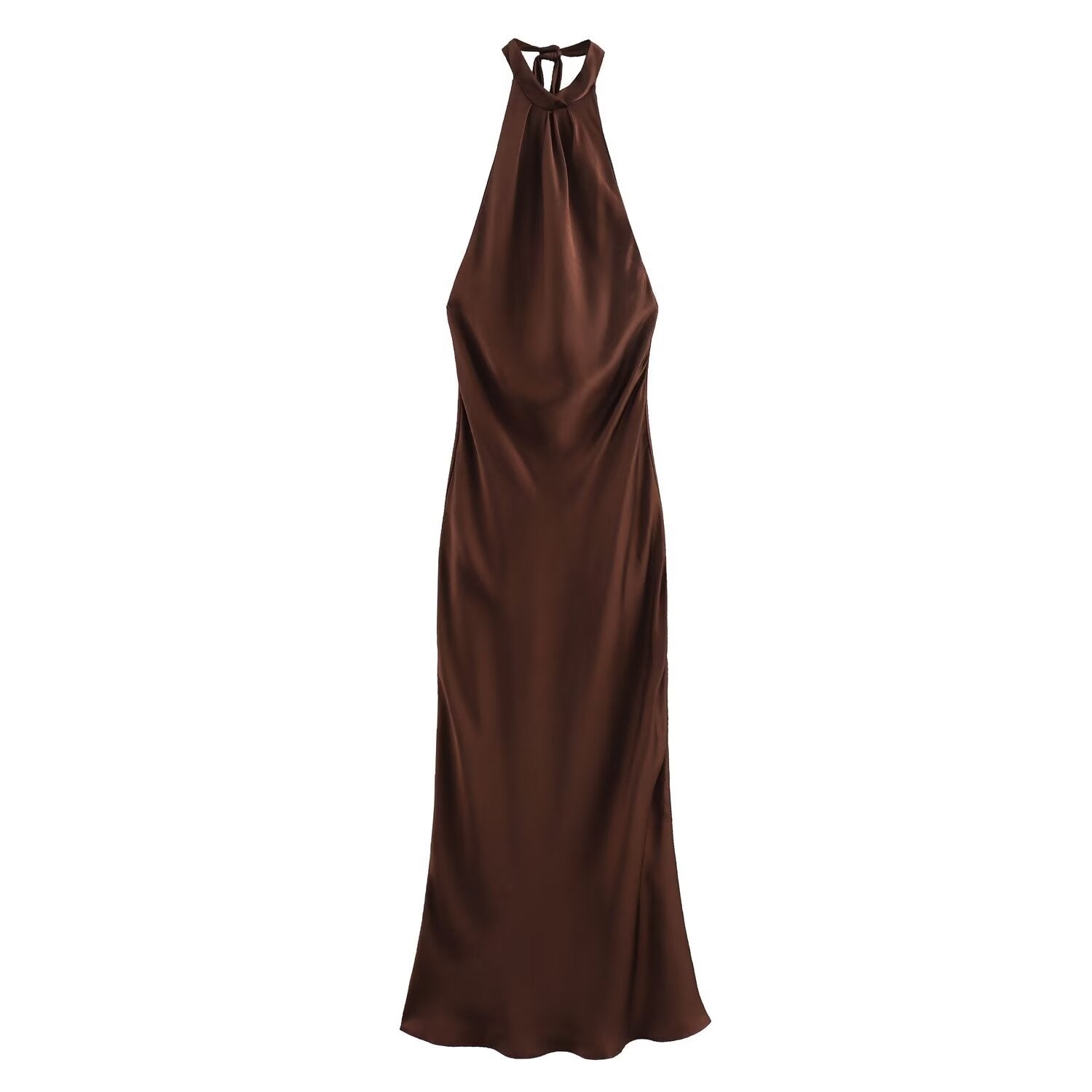 Arcadia | Women's Halter Neck Satin Maxi Prom Dress