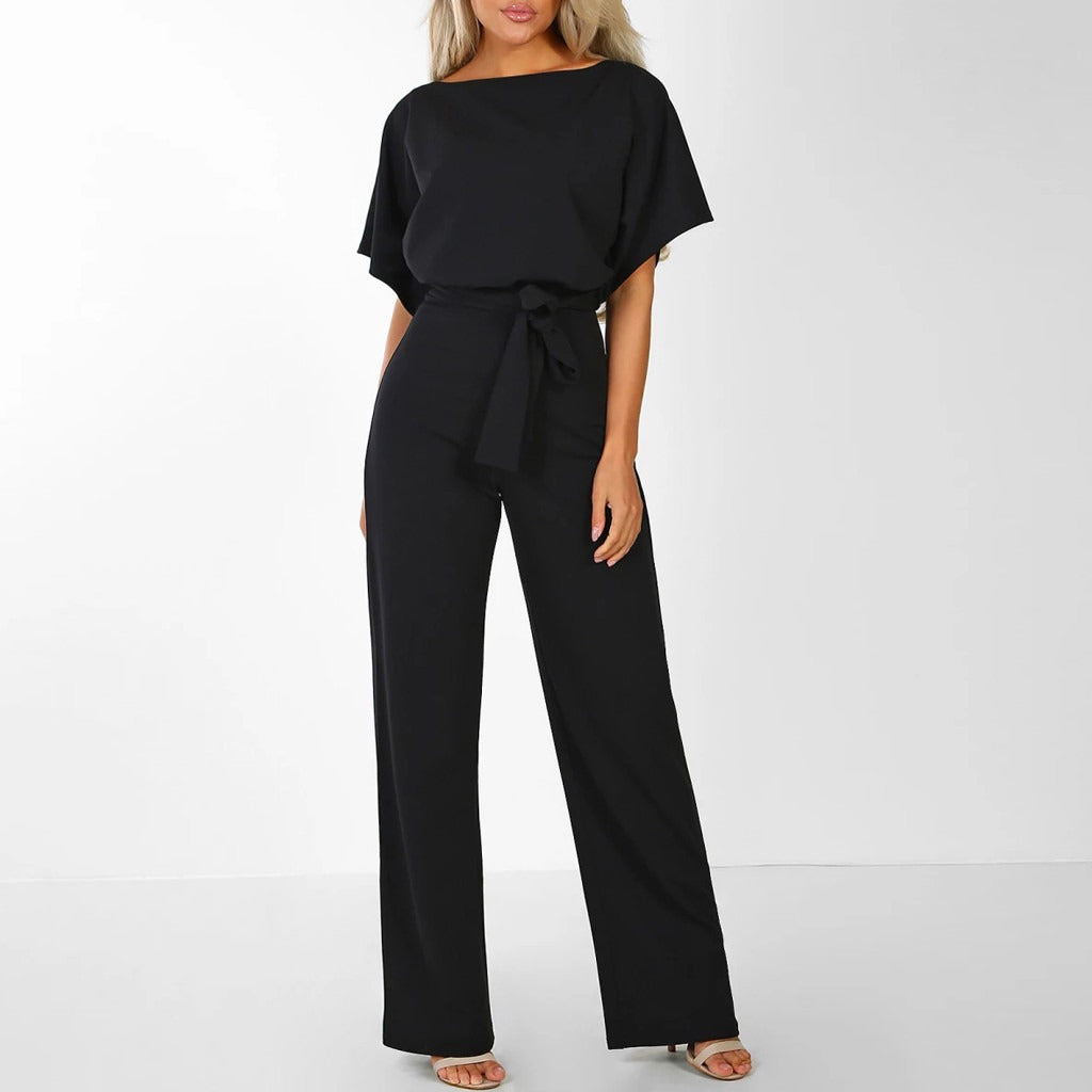 Lotte | Women's Elegant Belted Wide Leg Jumpsuit