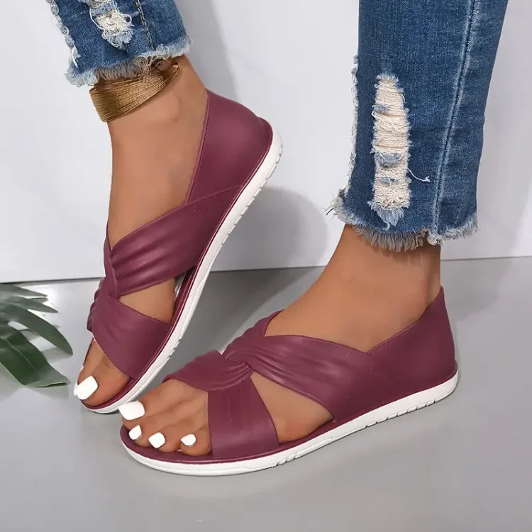 Elio | Women's Twisted Knot Cross Strap Flat Slides