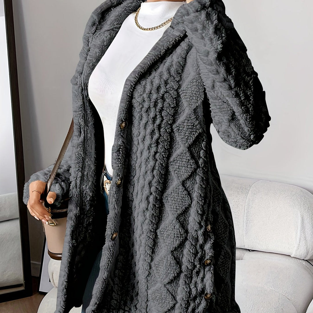 Grace & Jess | Diamond-Patterned Hooded Cardigan