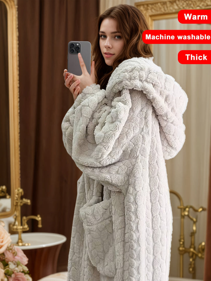 Grace & Jess | Cozy Coral Fleece Hooded Robe