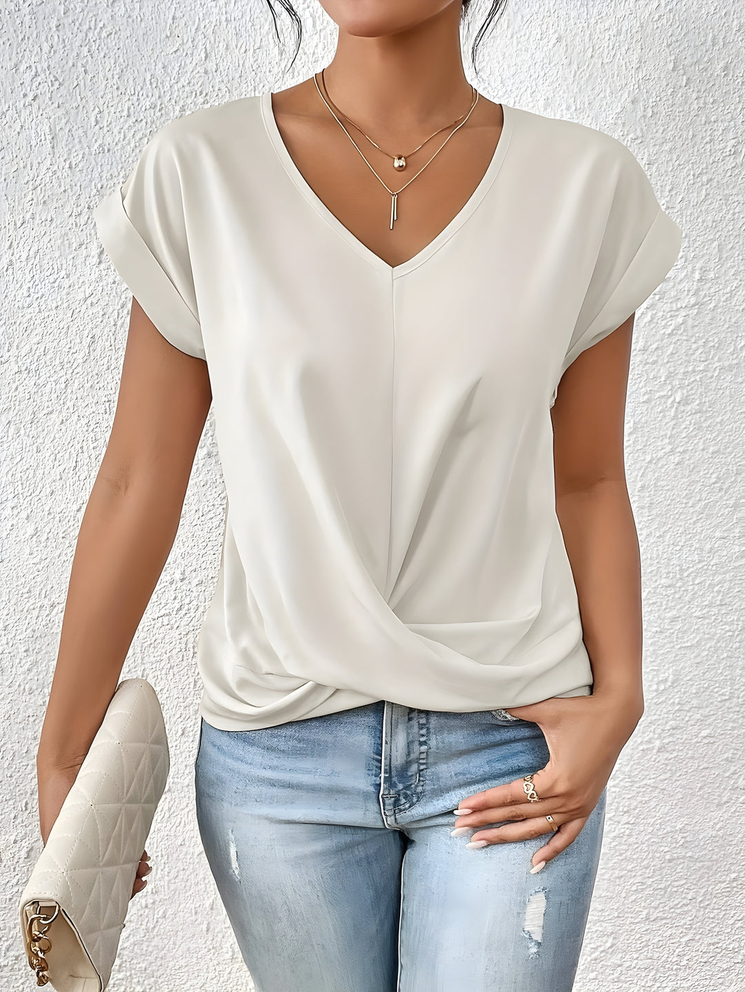 Grace & Jess | Twist Front V-Neck Top