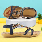 Arlo | Women's Beaded Elastic Strap Flat Sandals