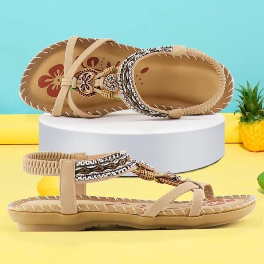 Arlo | Women's Beaded Elastic Strap Flat Sandals