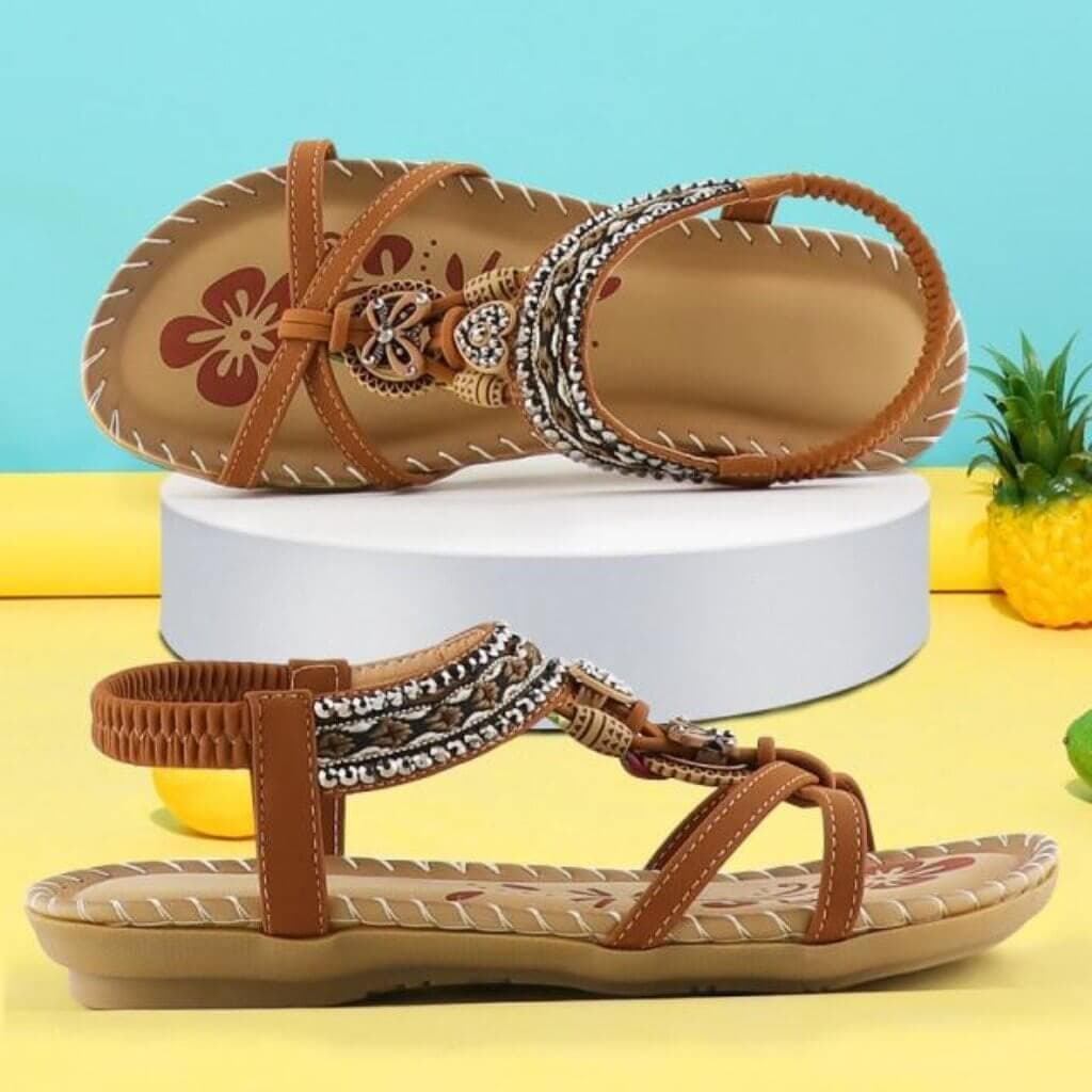 Arlo | Women's Beaded Elastic Strap Flat Sandals