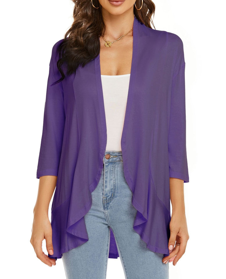 Beatrix | Women's Elegant Open Front Draped Cardigan
