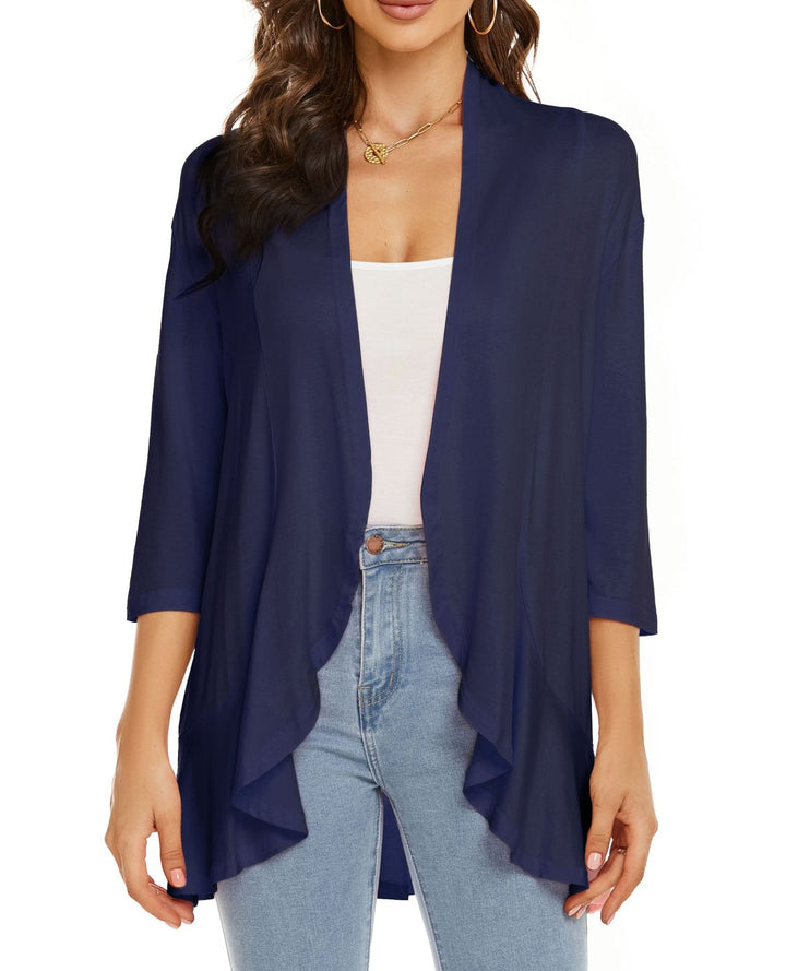 Beatrix | Women's Elegant Open Front Draped Cardigan