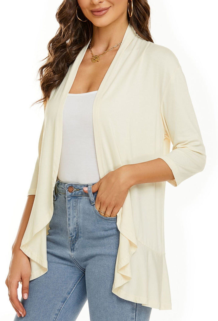 Beatrix | Women's Elegant Open Front Draped Cardigan