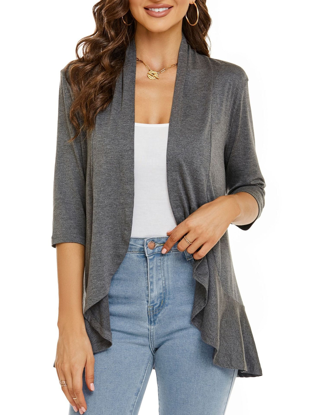 Beatrix | Women's Elegant Open Front Draped Cardigan