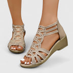 Wren | Women's Elegant Open-Toe Strappy Sandals with Rhinestone Detail