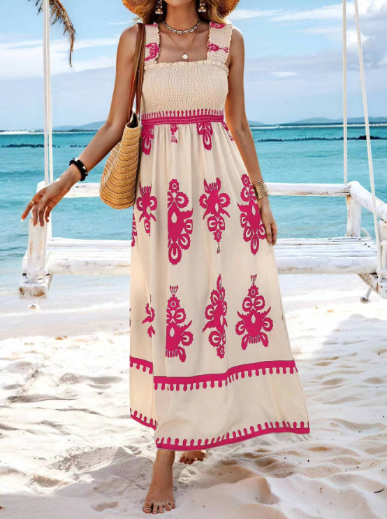 Lisette | Women's Smocked Bodice Printed Maxi Sundress