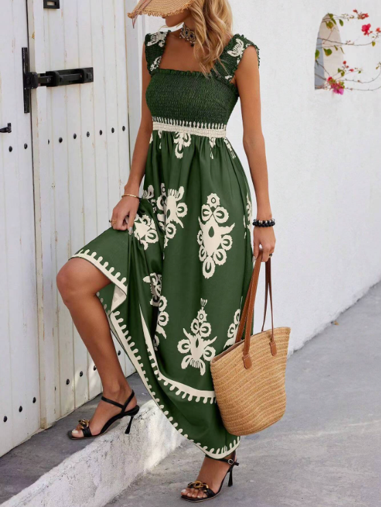 Lisette | Women's Smocked Bodice Printed Maxi Sundress