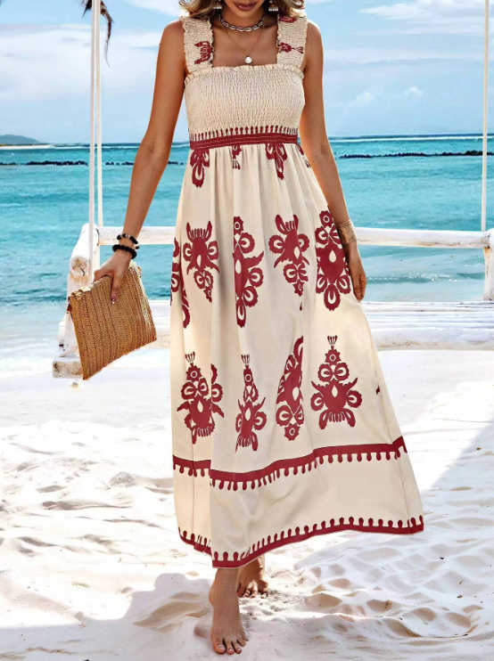 Lisette | Women's Smocked Bodice Printed Maxi Sundress