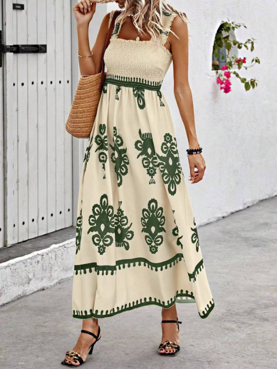 Lisette | Women's Smocked Bodice Printed Maxi Sundress